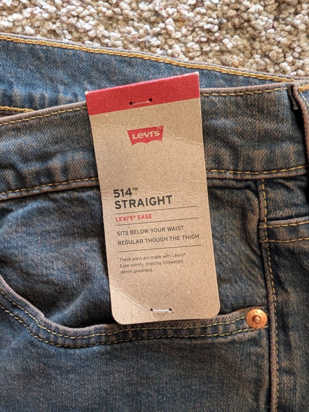 Levi's 514 Straight Fit Stretch Jeans size 38/30